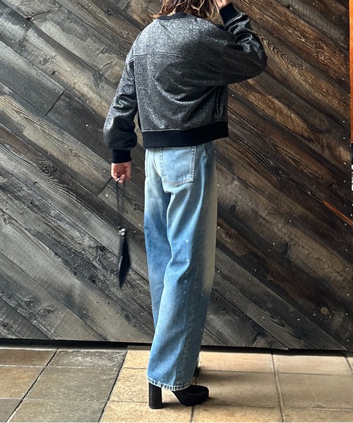 mi via loca(ミヴィアロカ)の「ブルゾンデザイン ラメウラケ カーディガン(カーディガン/ボレロ・レディース・ブラック/グレー・FREE)」の16枚目の写真