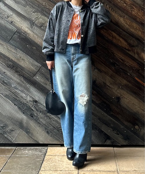 mi via loca(ミヴィアロカ)の「ブルゾンデザイン ラメウラケ カーディガン(カーディガン/ボレロ・レディース・ブラック/グレー・FREE)」の17枚目の写真