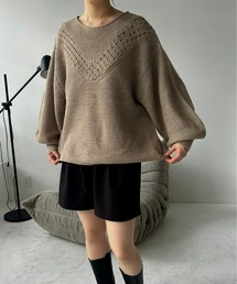 I_am | balloon sleeve crochet design knit / バルーンスリーブクロシェデザインニット(ニット/セーター)