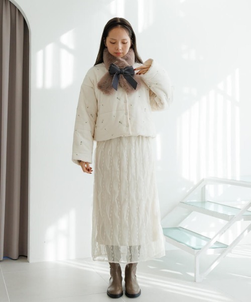 flower（フラワー）の「リボンファーマフラー（マフラー・レディース・ベージュ/ブラウン・FREE）」の18枚目の写真