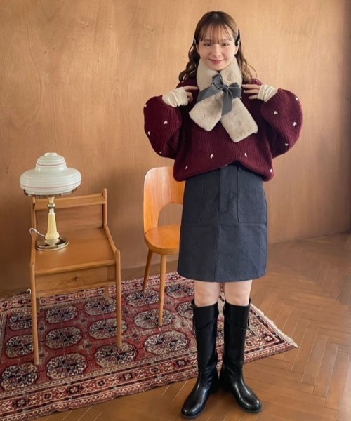 flower（フラワー）の「リボンファーマフラー（マフラー・レディース・ベージュ/ブラウン・FREE）」の13枚目の写真