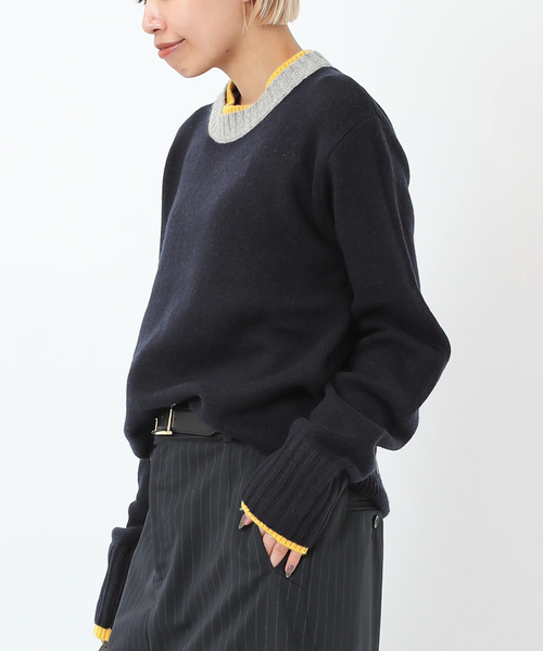 AP STUDIO（エーピーストゥディオ）の「【Bomboogie/ボンブーギ】バイカラープルオーバー（ニット/セーター・レディース・ネイビー・FREE）」の14枚目の写真