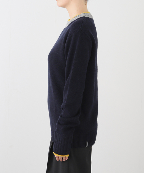 AP STUDIO（エーピーストゥディオ）の「【Bomboogie/ボンブーギ】バイカラープルオーバー（ニット/セーター・レディース・ネイビー・FREE）」の3枚目の写真