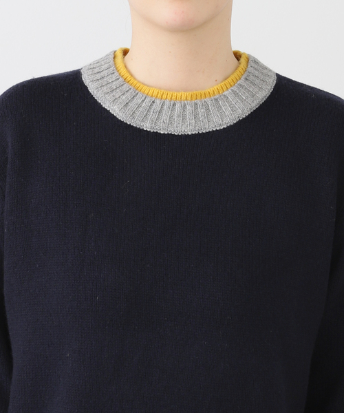 AP STUDIO（エーピーストゥディオ）の「【Bomboogie/ボンブーギ】バイカラープルオーバー（ニット/セーター・レディース・ネイビー・FREE）」の5枚目の写真