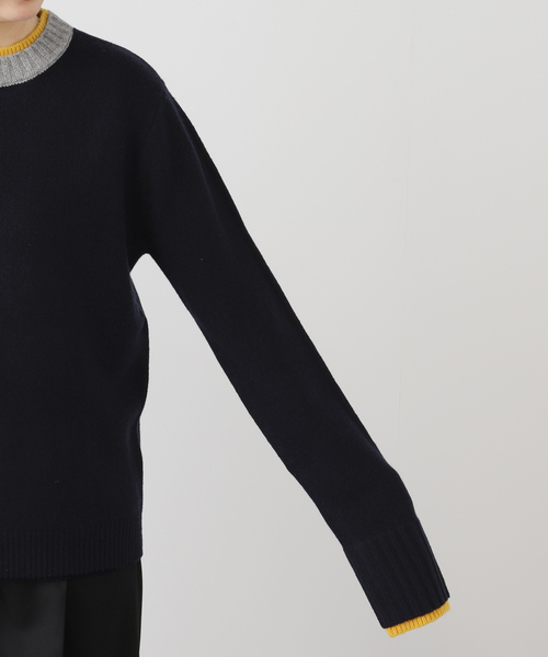 AP STUDIO（エーピーストゥディオ）の「【Bomboogie/ボンブーギ】バイカラープルオーバー（ニット/セーター・レディース・ネイビー・FREE）」の7枚目の写真