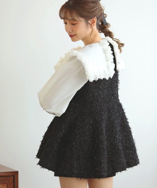 MERAKI（メラキ）の「パールボタンツイードジレ（ベスト・レディース・ブラック/ホワイト・FREE）」の5枚目の写真