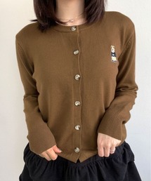 ベア 刺繍 シンプル ニット カーディガン