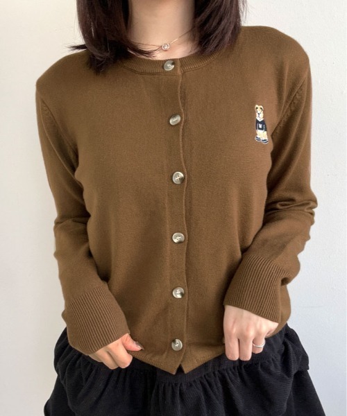 ベア 刺繍 シンプル ニット カーディガン（カーディガン/ボレロ