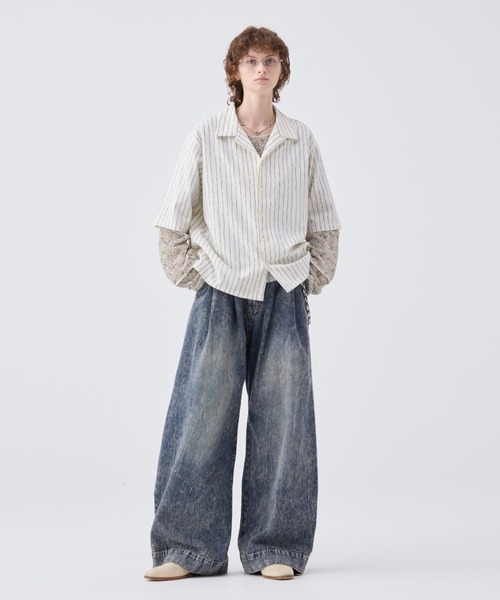 ワイドバギーヴィンテージライクデニムパンツ WIDE BUGGY VINTAGE LIKE DENIM PANTS ' MUD DYEING / WASHED