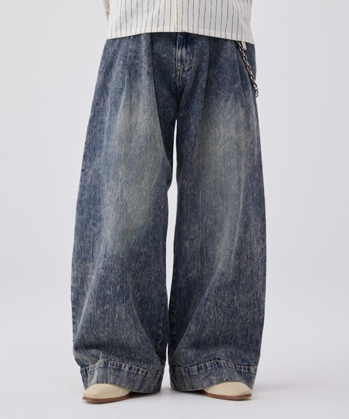 soerte ワイドバギーヴィンテージライクデニムパンツ ２ ブルー系その他2 soerte ジーンズ WIDE BUGGY VINTAGE LIKE DENIM PANTS ” MUD