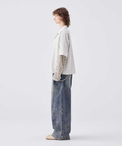 WIDE BUGGY VINTAGE LIKE DENIM PANTS ' MUD DYEING / WASHED