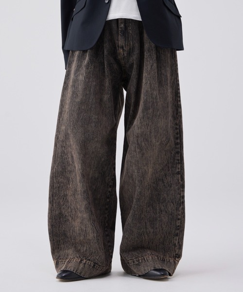 soerte ワイドバギーヴィンテージライクデニムパンツ サイズ2 soerte ジーンズ Wide buggy vintage like denim pants ” Mud