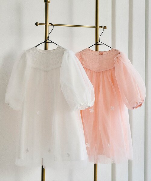 apres les cours（アプレレクール）の「【フォーマル対応/ジュニア対応】ヨークレースチュールワンピース＿アプレレクールマシェリ（ワンピース・キッズ・アイボリー/サーモンピンク・140/90/110/120/80/130/100）」の8枚目の写真