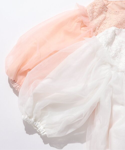 apres les cours（アプレレクール）の「【フォーマル対応/ジュニア対応】ヨークレースチュールワンピース＿アプレレクールマシェリ（ワンピース・キッズ・アイボリー/サーモンピンク・140/90/110/120/80/130/100）」の5枚目の写真