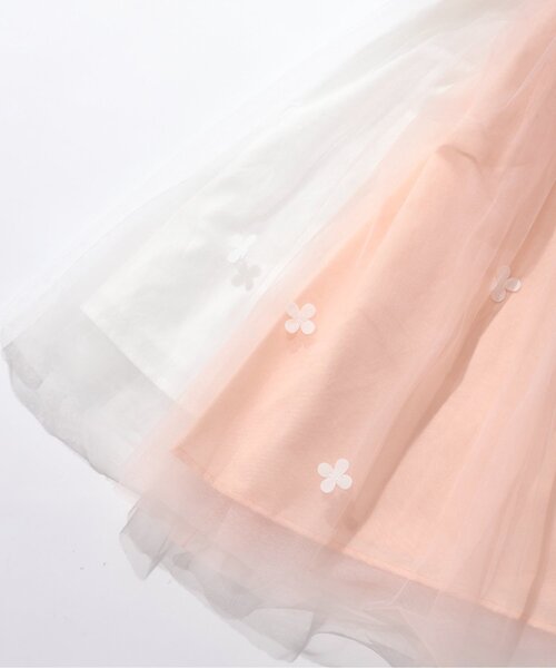 apres les cours（アプレレクール）の「【フォーマル対応/ジュニア対応】ヨークレースチュールワンピース＿アプレレクールマシェリ（ワンピース・キッズ・アイボリー/サーモンピンク・140/90/110/120/80/130/100）」の4枚目の写真