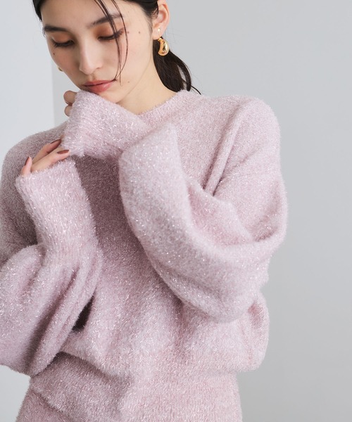 VIS(ビス)の「【セットアップ対応】ラメシャギーニットプルオーバー【静電気防止】(ニット/セーター・レディース・ライトグレー/ベージュ系その他/ピンク系その他2・FREE)」の3枚目の写真