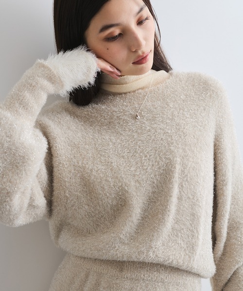 VIS(ビス)の「【セットアップ対応】ラメシャギーニットプルオーバー【静電気防止】(ニット/セーター・レディース・ライトグレー/ベージュ系その他/ピンク系その他2・FREE)」の15枚目の写真