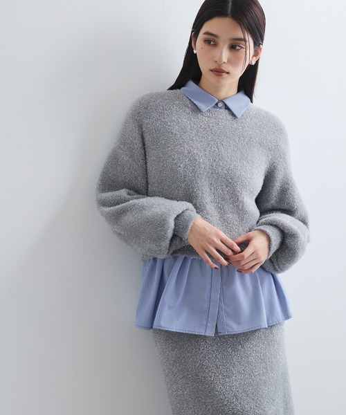 VIS(ビス)の「【セットアップ対応】ラメシャギーニットプルオーバー【静電気防止】(ニット/セーター・レディース・ライトグレー/ベージュ系その他/ピンク系その他2・FREE)」の5枚目の写真