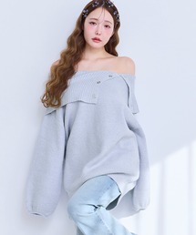 one after another NICE CLAUP | 【juicy colorful knit】オフショルニットミニワンピース(ワンピース)