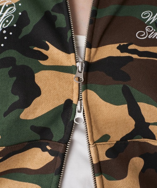 【STONE 】★送料・関税込★ヘビーフードティー セール】HEAVY WEIGHT RHINESTONES DOUBLE ZIP HOODIE/ヘビー