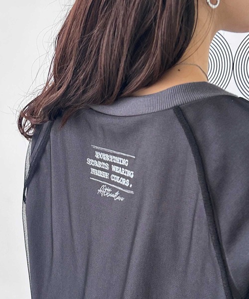 GeeRA(ジーラ)の「チュールレイヤードロンT(Tシャツ/カットソー・レディース・オフホワイト/チャコール/オートミール・LARGE/MEDIUM)」の14枚目の写真