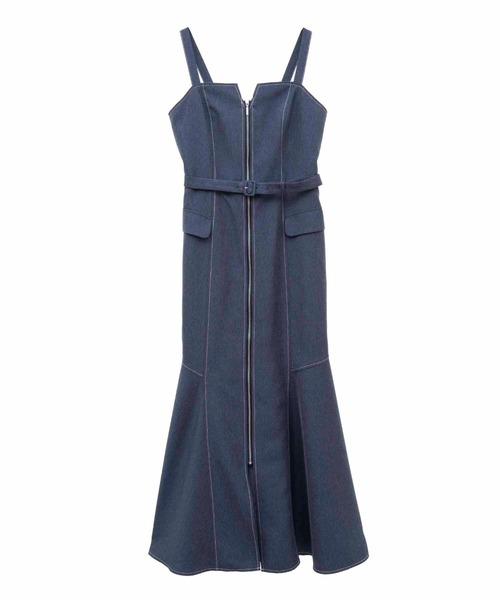 31 Sons de mode(トランテアン ソン ドゥ モード)の「デニムライクマーメイドジャンスカ(ジャンパースカート・レディース・ベージュ/インディゴブルー・38/36)」の22枚目の写真