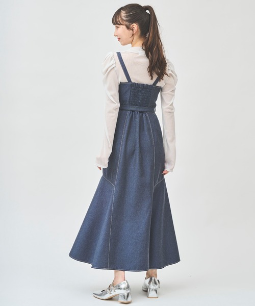 31 Sons de mode(トランテアン ソン ドゥ モード)の「デニムライクマーメイドジャンスカ(ジャンパースカート・レディース・ベージュ/インディゴブルー・38/36)」の19枚目の写真