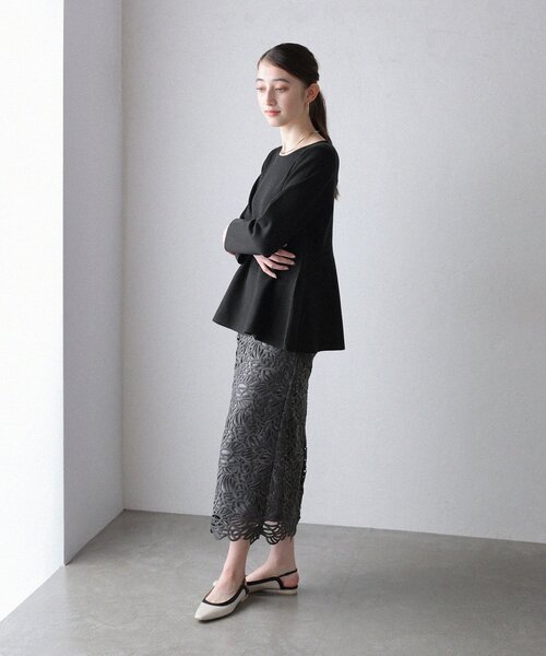 La TOTALITE(ラトータリテ)の「【洗える】バテンケミカルレースタイトスカート(スカート・レディース・ラベンダー/ホワイト/チャコールグレー・38/36)」の6枚目の写真