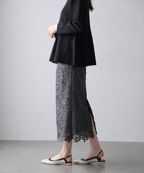 【2025SS】ラトータリテ／洗えるレースタイトスカート／La Totalite 追加3》【洗える】レースタイトスカート（ロング・マキシ丈
