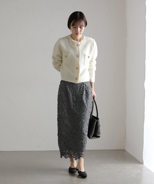 La TOTALITE(ラトータリテ)の「【洗える】バテンケミカルレースタイトスカート(スカート・レディース・ラベンダー/ホワイト/チャコールグレー・38/36)」の10枚目の写真