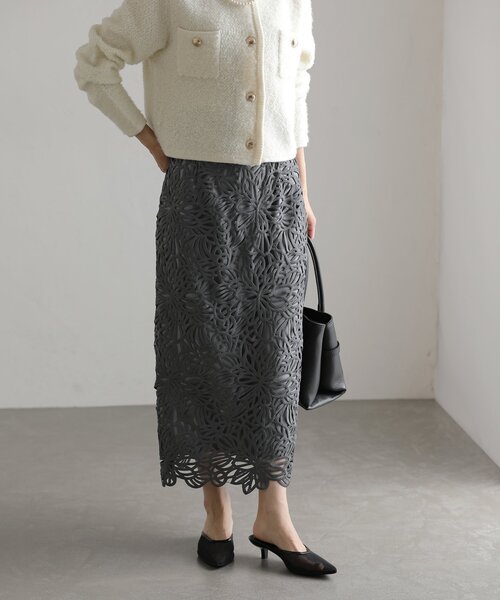 La TOTALITE(ラトータリテ)の「【洗える】バテンケミカルレースタイトスカート(スカート・レディース・ラベンダー/ホワイト/チャコールグレー・38/36)」の13枚目の写真