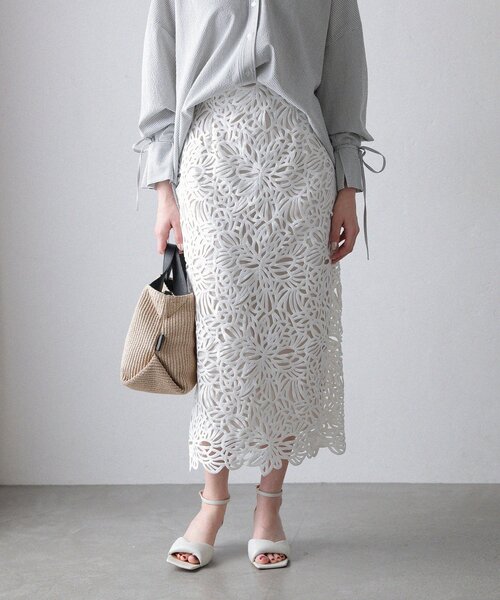 La TOTALITE(ラトータリテ)の「【洗える】バテンケミカルレースタイトスカート(スカート・レディース・ラベンダー/ホワイト/チャコールグレー・38/36)」の19枚目の写真