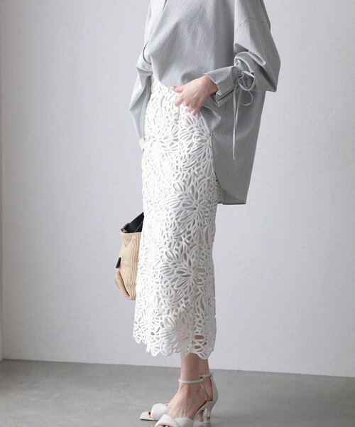 La TOTALITE(ラトータリテ)の「【洗える】バテンケミカルレースタイトスカート(スカート・レディース・ラベンダー/ホワイト/チャコールグレー・38/36)」の20枚目の写真