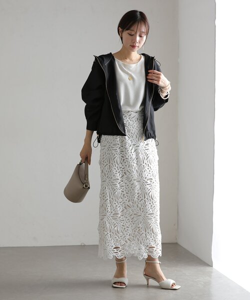 【2025SS】ラトータリテ／洗えるレースタイトスカート／La Totalite 追加3》【洗える】レースタイトスカート（ロング・マキシ丈