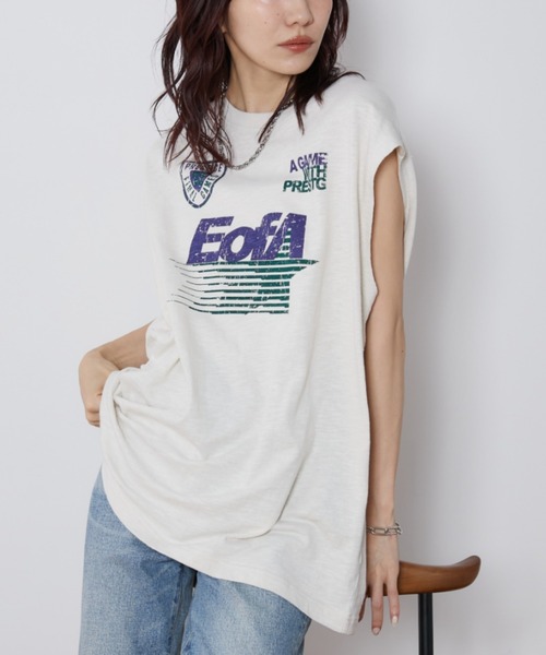 Auntie Rosa Holiday（アンティローザホリデー）の「ヴィンテージライクユニフォームTEE（Tシャツ/カットソー・レディース・ナチュラル/チャコールグレー・FREE）」の2枚目の写真