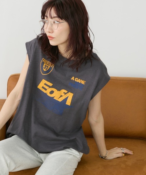 Auntie Rosa Holiday（アンティローザホリデー）の「ヴィンテージライクユニフォームTEE（Tシャツ/カットソー・レディース・ナチュラル/チャコールグレー・FREE）」の4枚目の写真