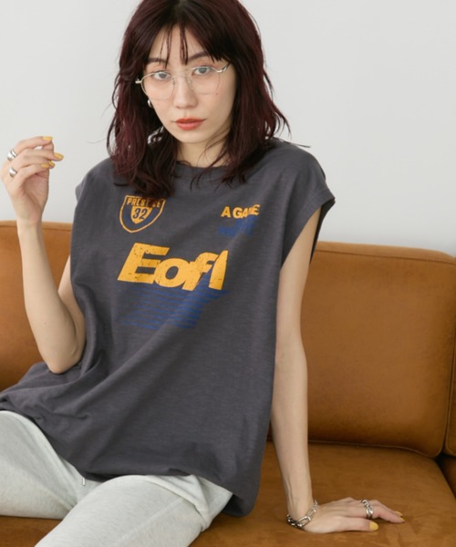 Auntie Rosa Holiday（アンティローザホリデー）の「ヴィンテージライクユニフォームTEE（Tシャツ/カットソー・レディース・ナチュラル/チャコールグレー・FREE）」の3枚目の写真