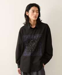 ワイドフィットリリーフ刺繍レギュラーカラーシャツ