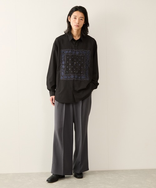JUNRED(ジュンレッド)の「ワイドフィットリリーフ刺繍レギュラーカラーシャツ(シャツ/ブラウス・メンズ・ホワイト/ブラック・S/M/L)」の20枚目の写真