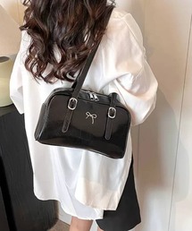 リボンモチーフ付 ボストンバッグ
