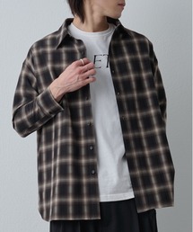 シルキーオンブレチェックシャツ7分袖