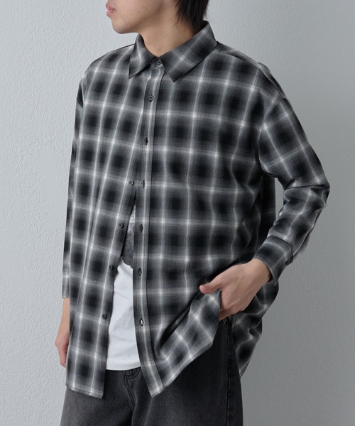 COLONY 2139（コロニートゥーワンスリーナイン）の「シルキーオンブレチェックシャツ7分袖（シャツ/ブラウス・メンズ・ブラック/ブラウン・LARGE/MEDIUM）」の3枚目の写真