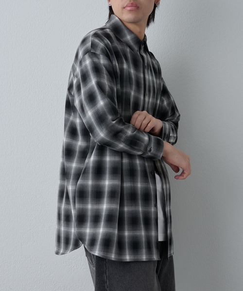 COLONY 2139（コロニートゥーワンスリーナイン）の「シルキーオンブレチェックシャツ7分袖（シャツ/ブラウス・メンズ・ブラック/ブラウン・LARGE/MEDIUM）」の6枚目の写真