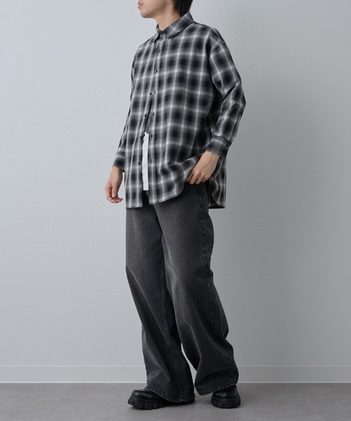 COLONY 2139（コロニートゥーワンスリーナイン）の「シルキーオンブレチェックシャツ7分袖（シャツ/ブラウス・メンズ・ブラック/ブラウン・LARGE/MEDIUM）」の11枚目の写真