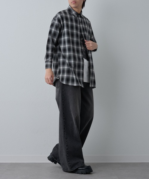 COLONY 2139（コロニートゥーワンスリーナイン）の「シルキーオンブレチェックシャツ7分袖（シャツ/ブラウス・メンズ・ブラック/ブラウン・LARGE/MEDIUM）」の14枚目の写真