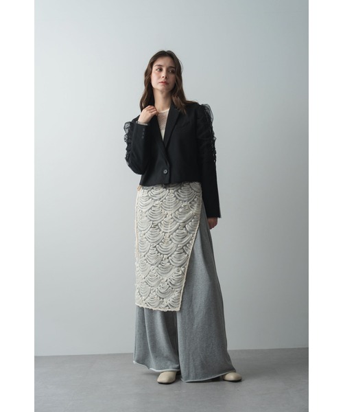 Limue（リミュ）の「チュール刺繍スカート（スカート・レディース・アイボリー/ブラック・FREE）」の5枚目の写真