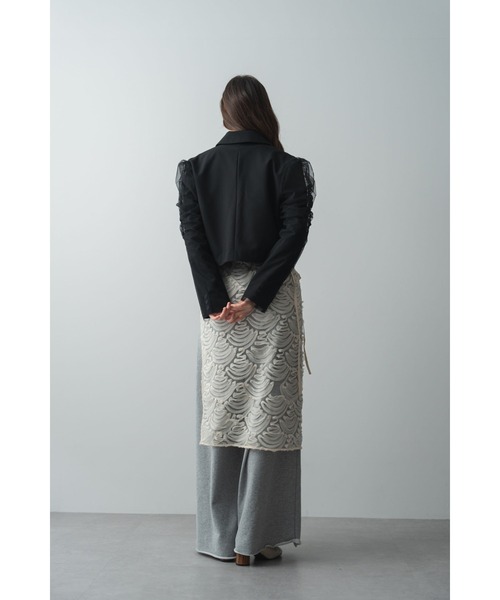 Limue（リミュ）の「チュール刺繍スカート（スカート・レディース・アイボリー/ブラック・FREE）」の6枚目の写真