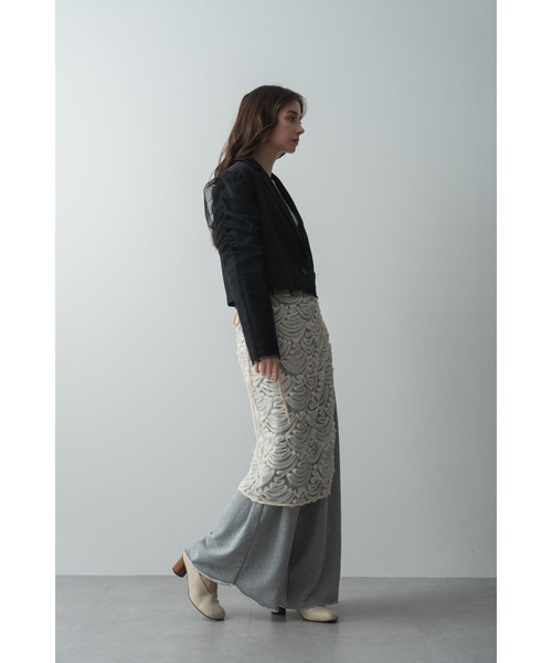Limue（リミュ）の「チュール刺繍スカート（スカート・レディース・アイボリー/ブラック・FREE）」の7枚目の写真