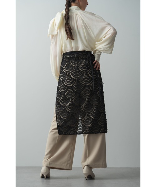 Limue（リミュ）の「チュール刺繍スカート（スカート・レディース・アイボリー/ブラック・FREE）」の13枚目の写真