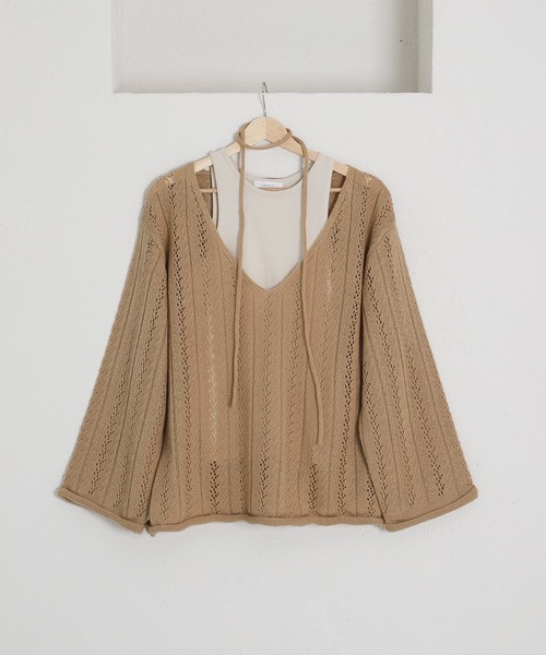 SET ITEM / セットアイテム】openwork knit & tank top / 透かし